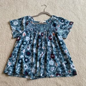 LOFT Blue Floral Top